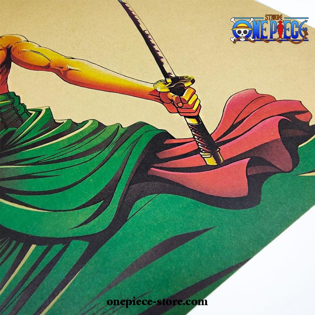 one piece roronoa zoro three sword kraft paper poster 596 - One Piece Gifts