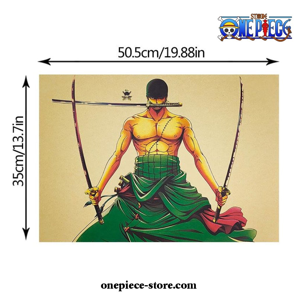 one piece roronoa zoro three sword kraft paper poster 814 - One Piece Gifts