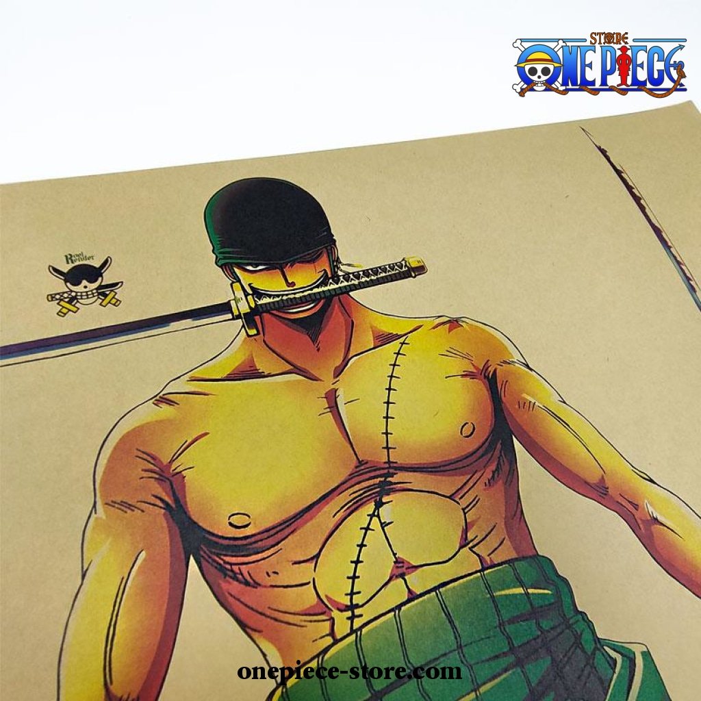 one piece roronoa zoro three sword kraft paper poster 925 - One Piece Gifts