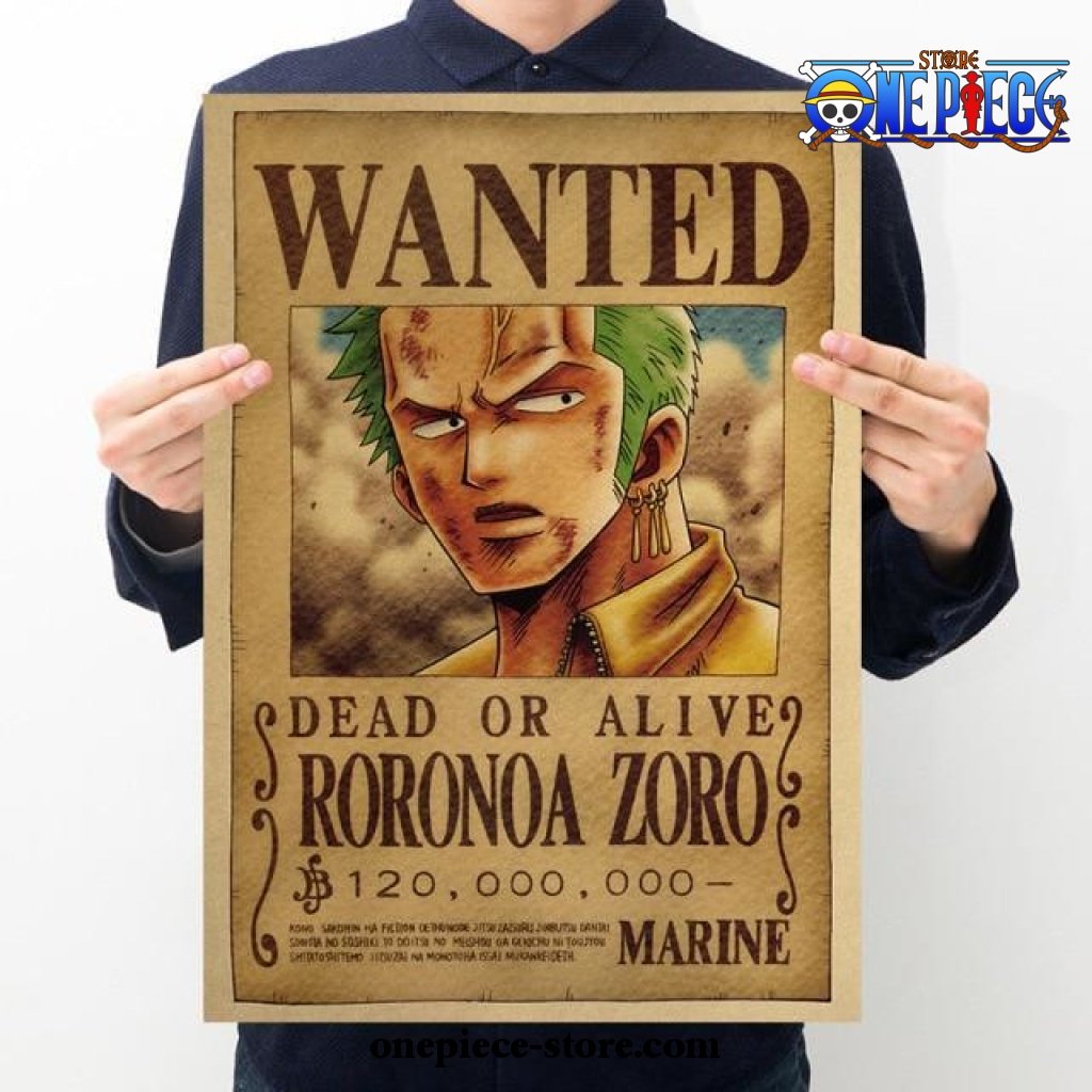one piece roronoa zoro wanted kraft paper poster 403 - One Piece Gifts