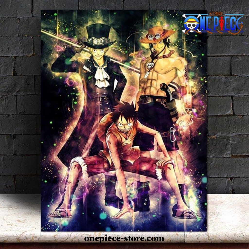 team sabo ace luffy one piece wall art with framed 892 - One Piece Gifts