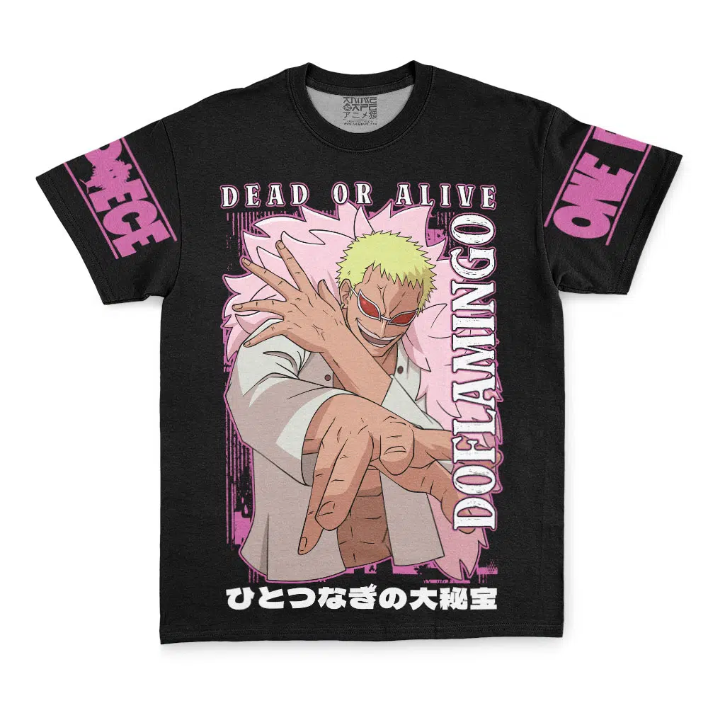 Doflamingo Dead Or Alive One Piece Streetwear T Shirt FRONT - One Piece Gifts