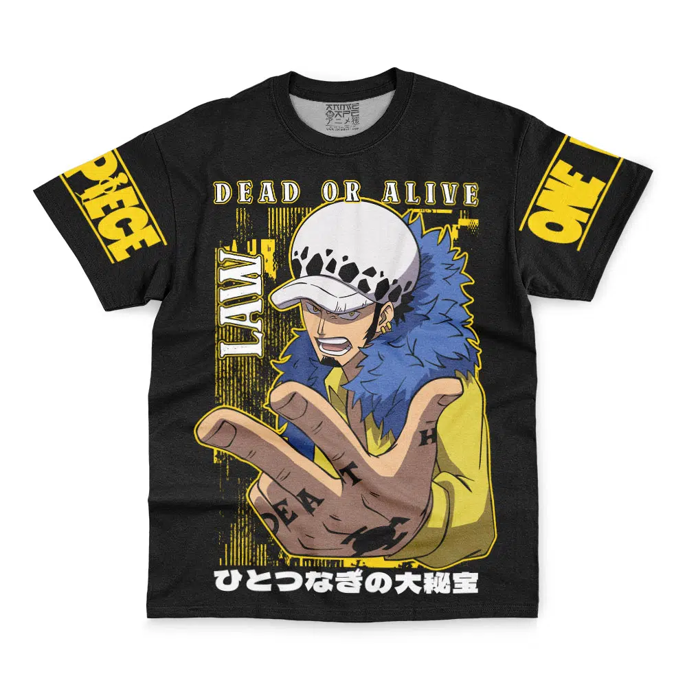 Law Dead Or Alive One Piece Streetwear T Shirt FRONT WRINKLY - One Piece Gifts