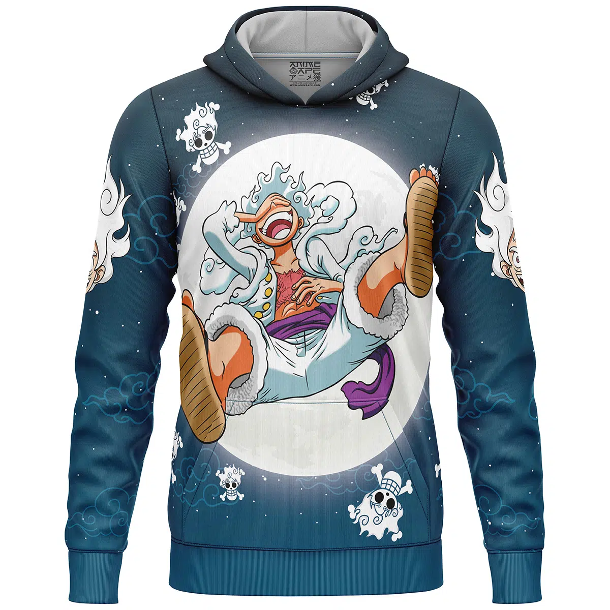 Luffy Gear 5 v2 Pattern One Piece Lightweight Hoodie FRONT mockup - One Piece Gifts