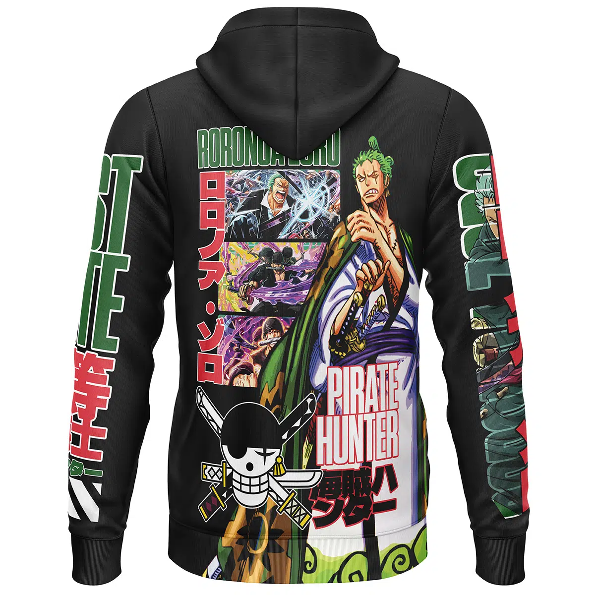 Roronoa Zoro V3 One Piece Streetwear Lightweight Hoodie BACK mockup - One Piece Gifts