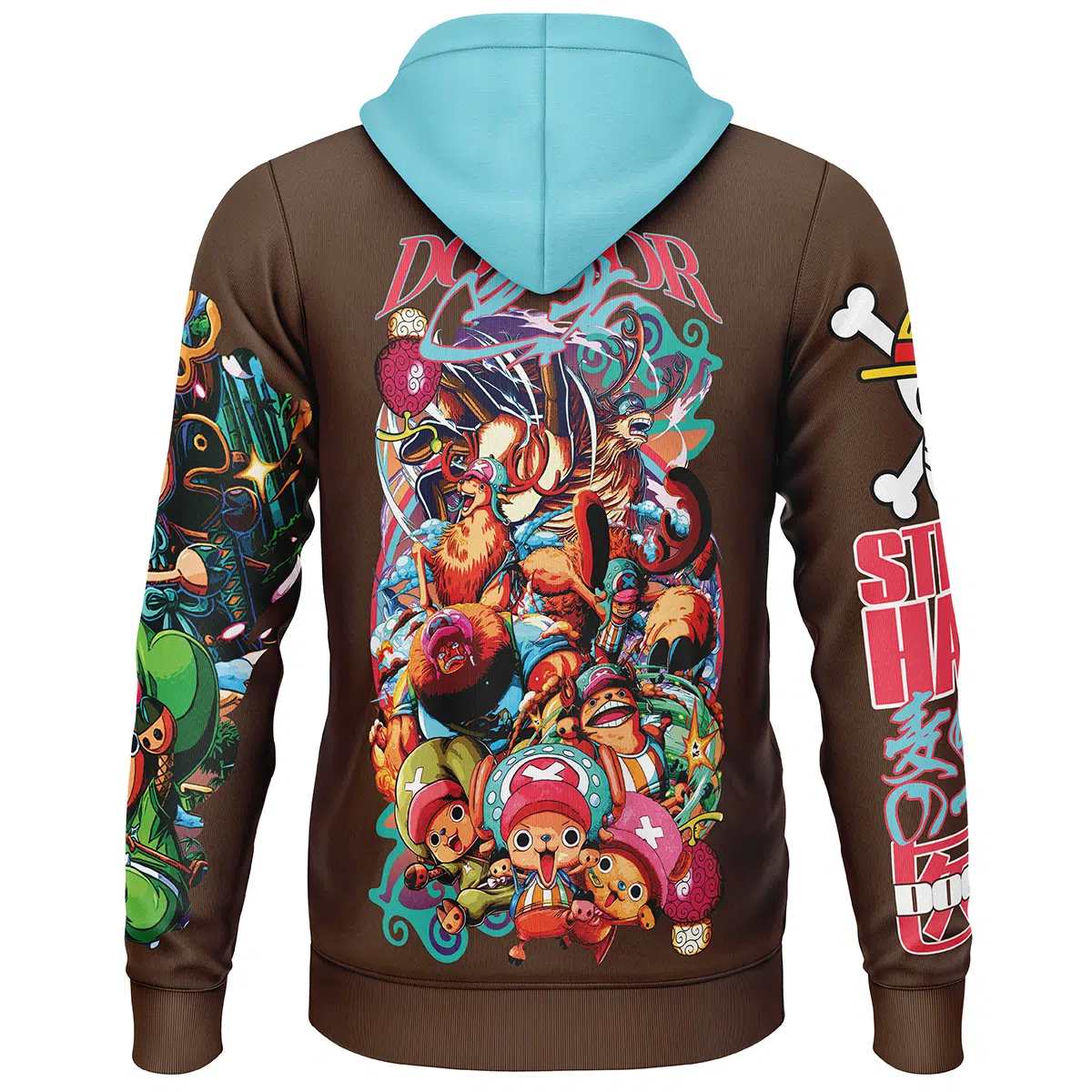 Tony Tony Chopper V4 One Piece Streetwear Lightweight Hoodie BACK mockup - One Piece Gifts